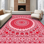 Crimson Lace Mandala Central Round Rug