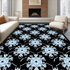 Ice Blue Floral Square Inlay Rug