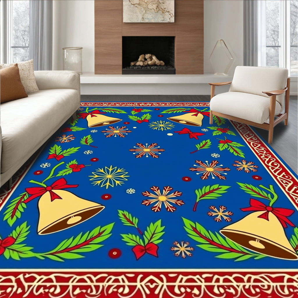 Festive Bells and Snowflake Pattern Rug
