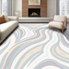Cool Toned Wavy Line Art Rug