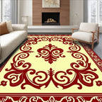 Ornate Red Cream Filigree Design Rug