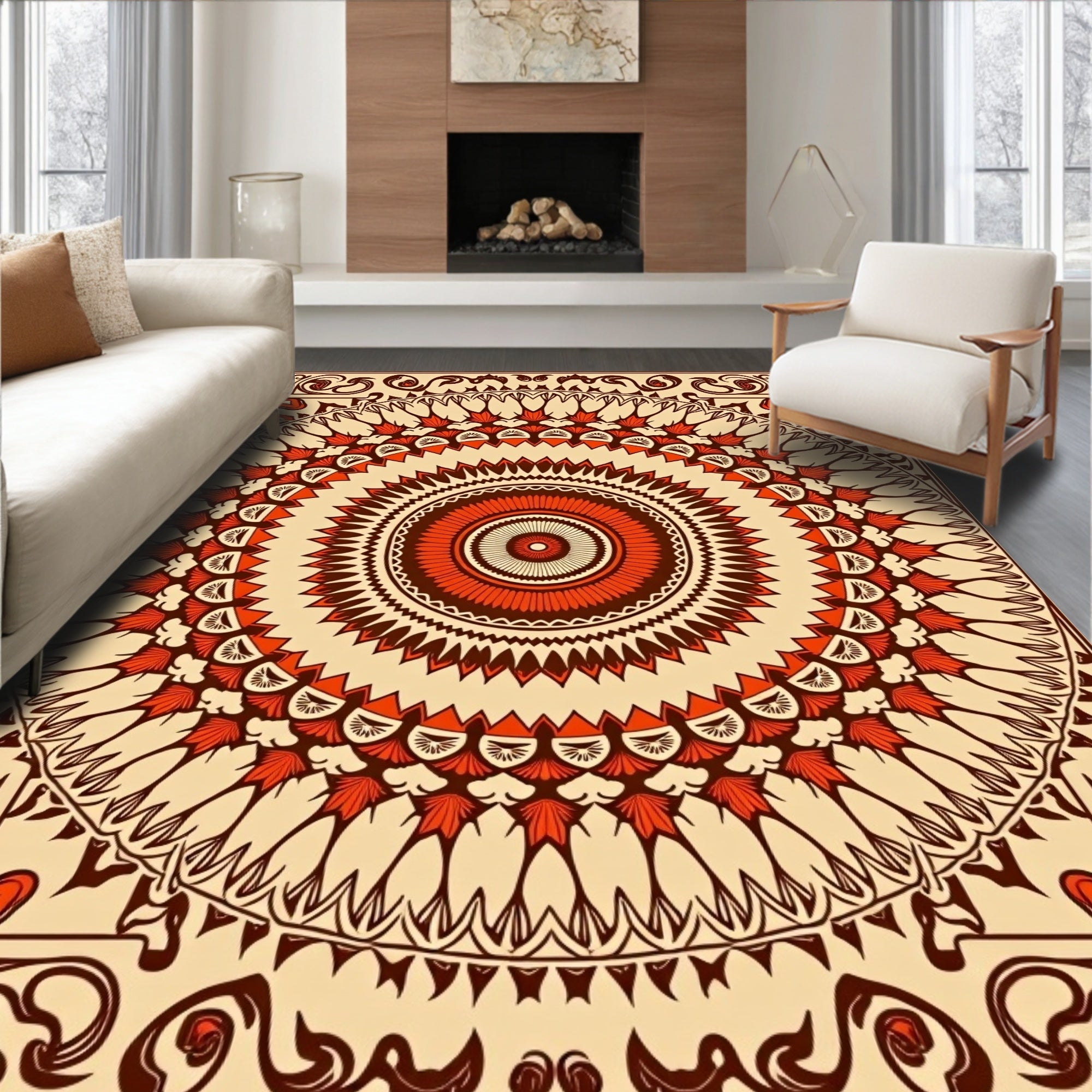 Ornate Floral Medallion Pattern Rug