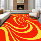 Crimson Yellow Flowing Swirls Pattern Rug