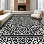 Intricate Linear Abstract Bordered Pattern Rug