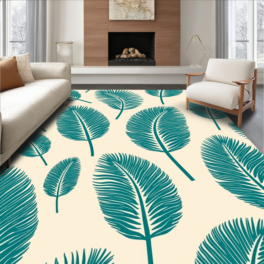 Tropical Palm Leaf Pattern Design Rug