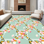 Floral Geometric Pattern with Pink Blossoms Rug