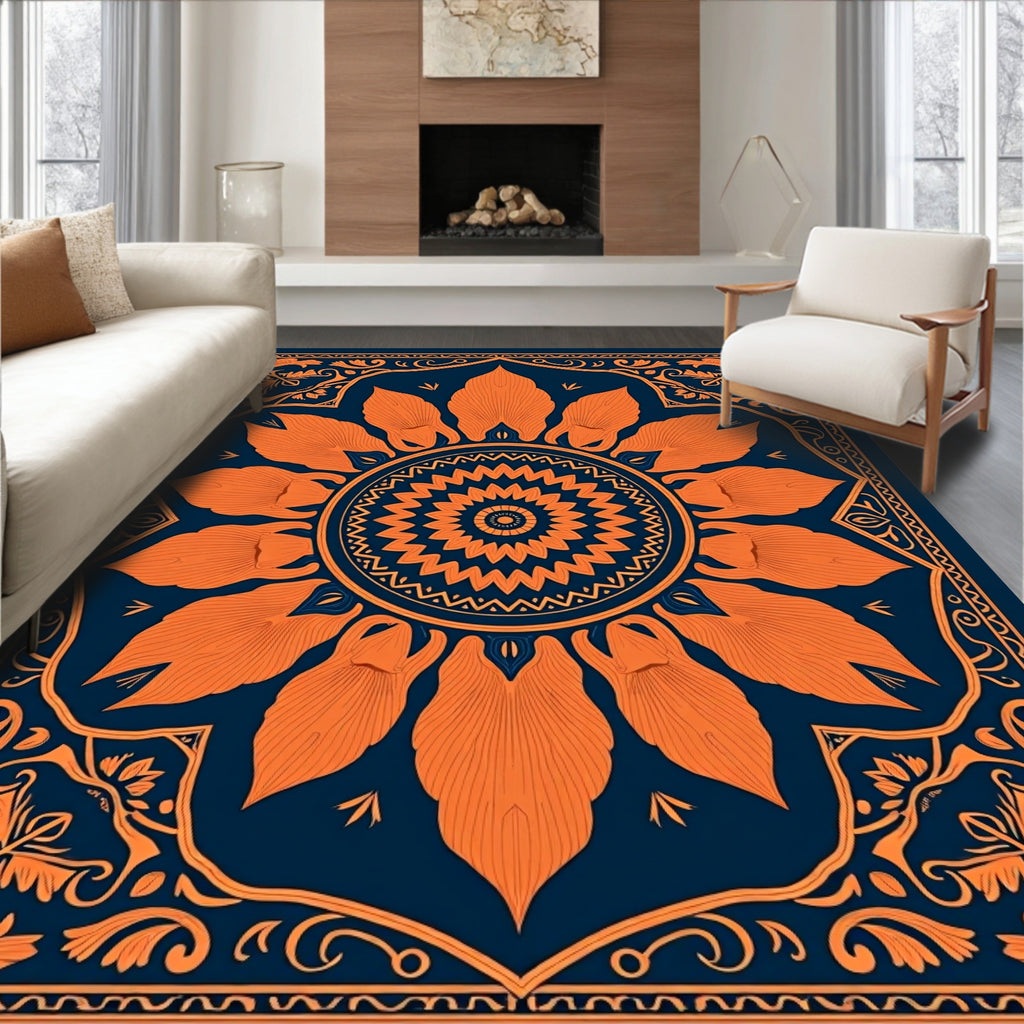 Orange Blossom Mandala Style Rug
