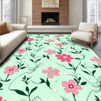 Floral Vines Pink Blossoms Design Rug
