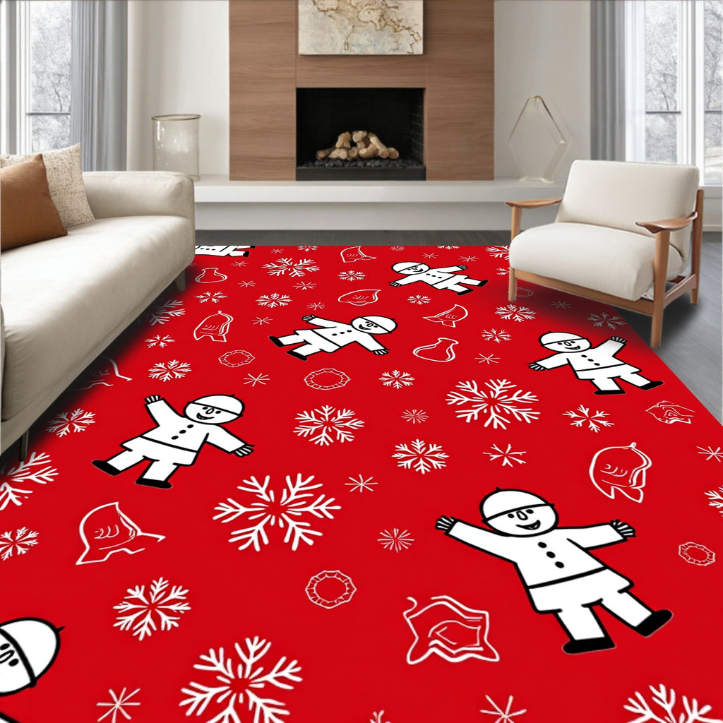 Winter Fun Snowman Snowflake Pattern Rug