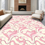 Abstract Pink Swirl Pattern Rug