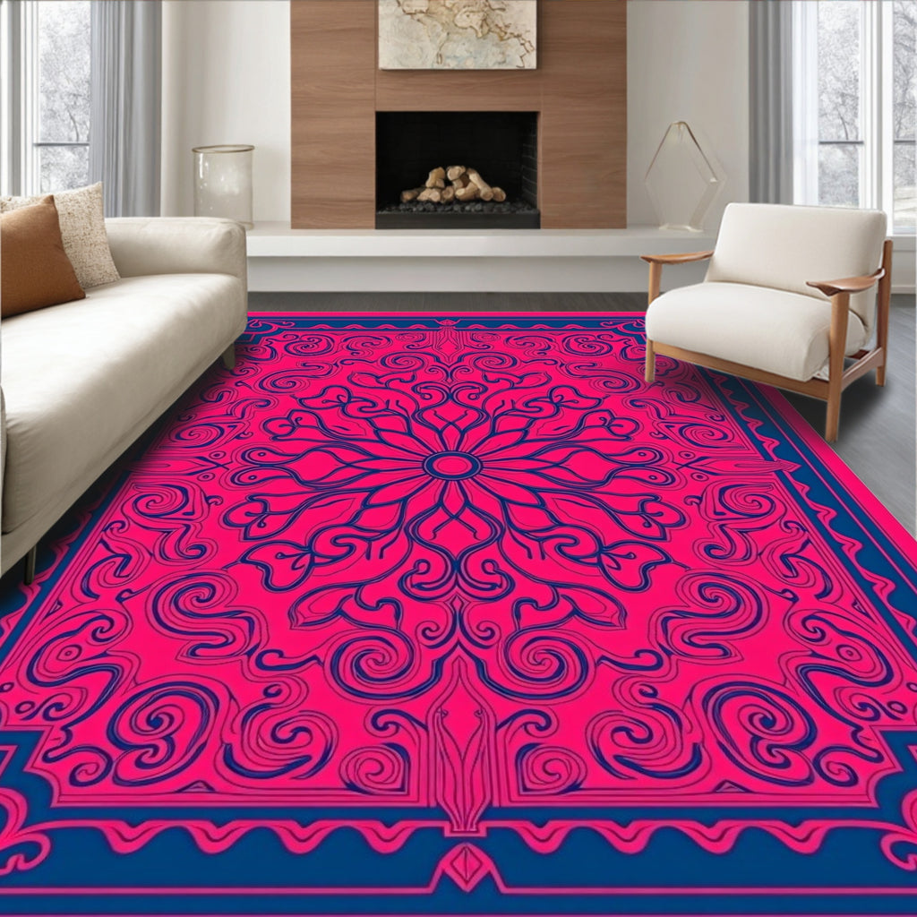 Vibrant Mandala Patterned Scarlet Rug