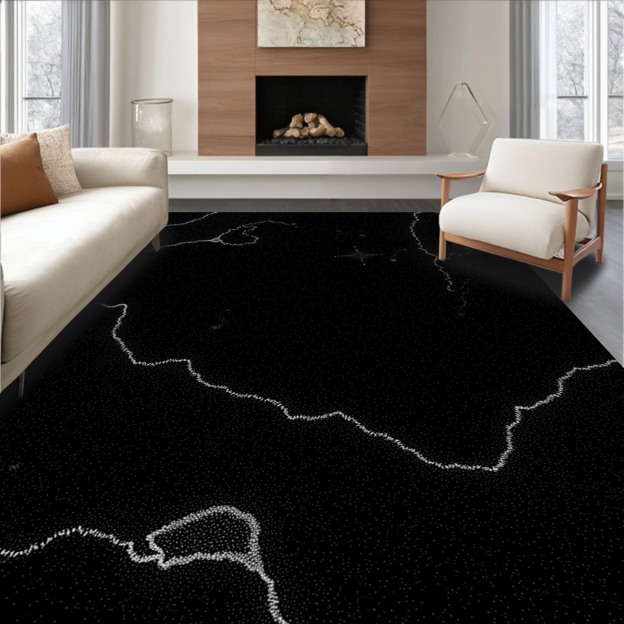 Abstract Geometric Starburst Design Rug