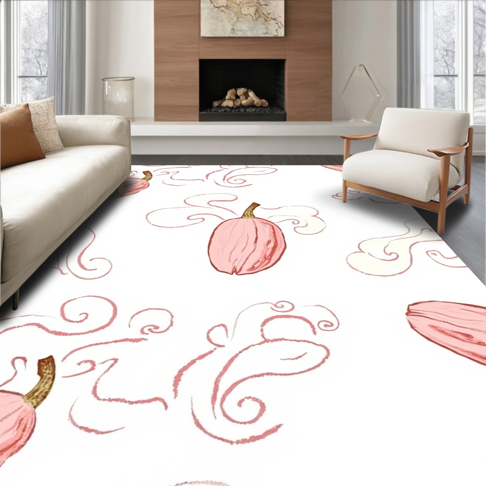 Pink Pumpkin Swirl Pattern Rug