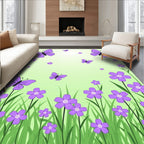 Purple Butterflies Flowers Design Rug