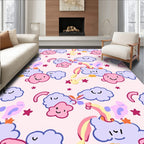 Whimsical Clouds Stars Rainbow Pattern Rug
