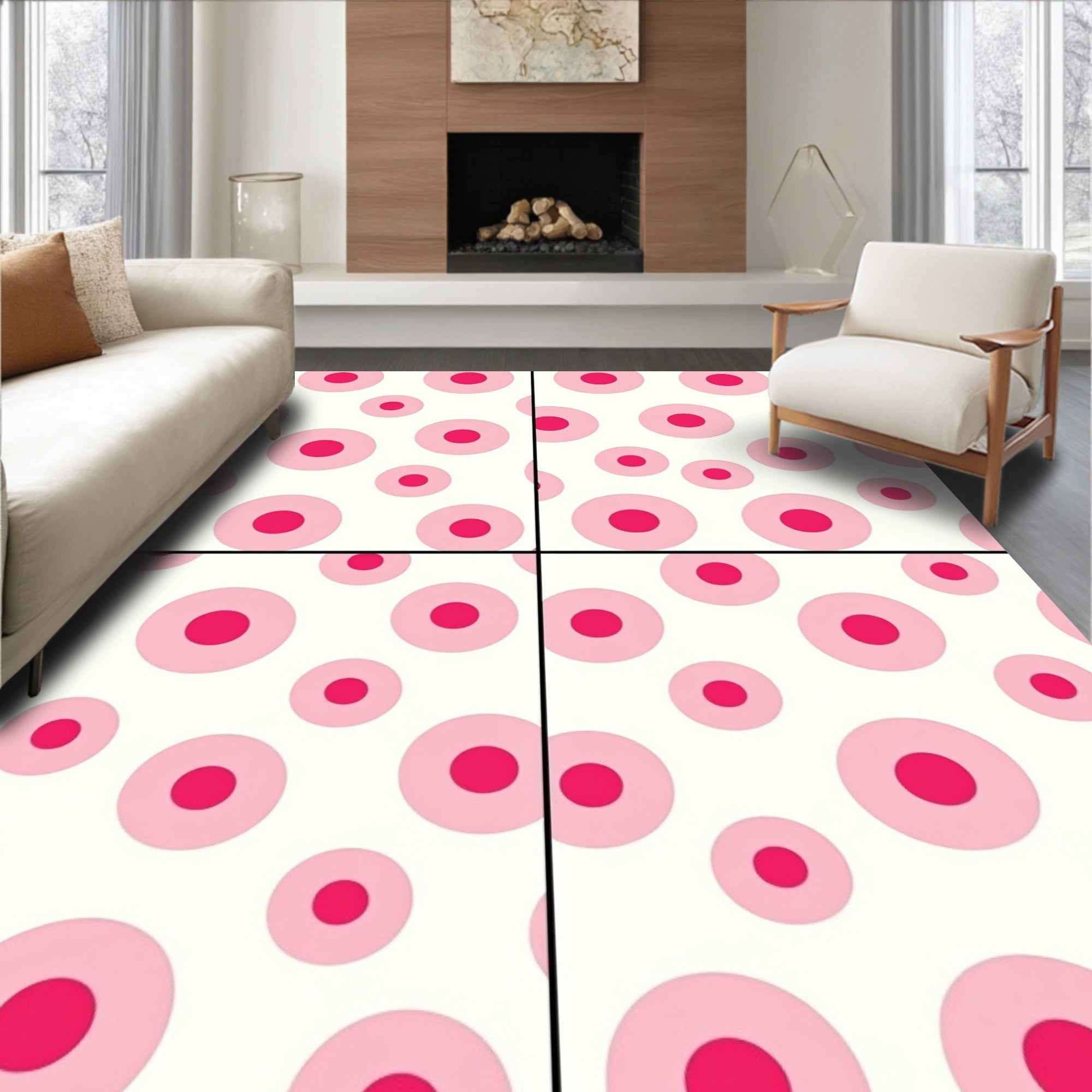 Pink Circles Pattern Rug