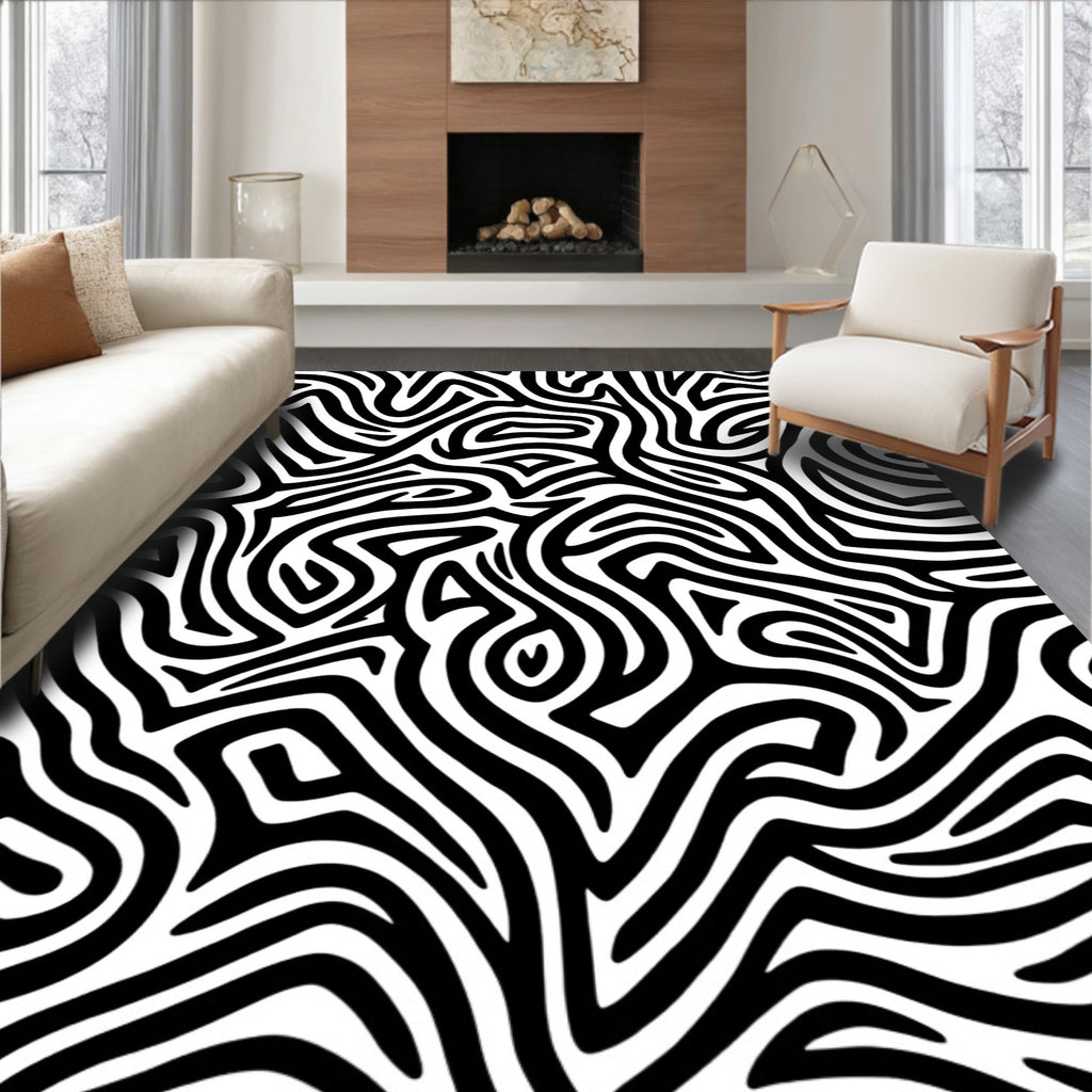 Bold Abstract Zebra Stripe Pattern Rug