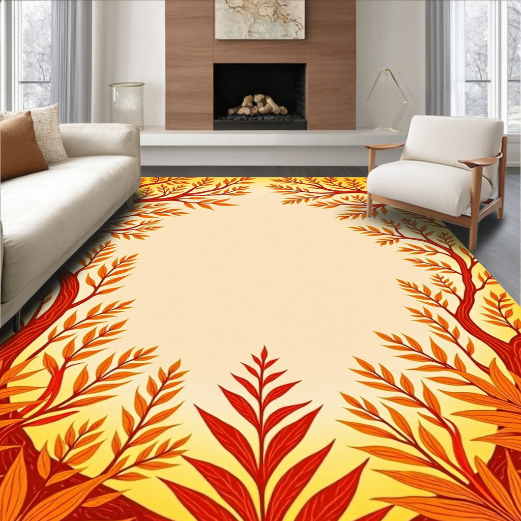 Autumn Tree Canopy Border Design Rug
