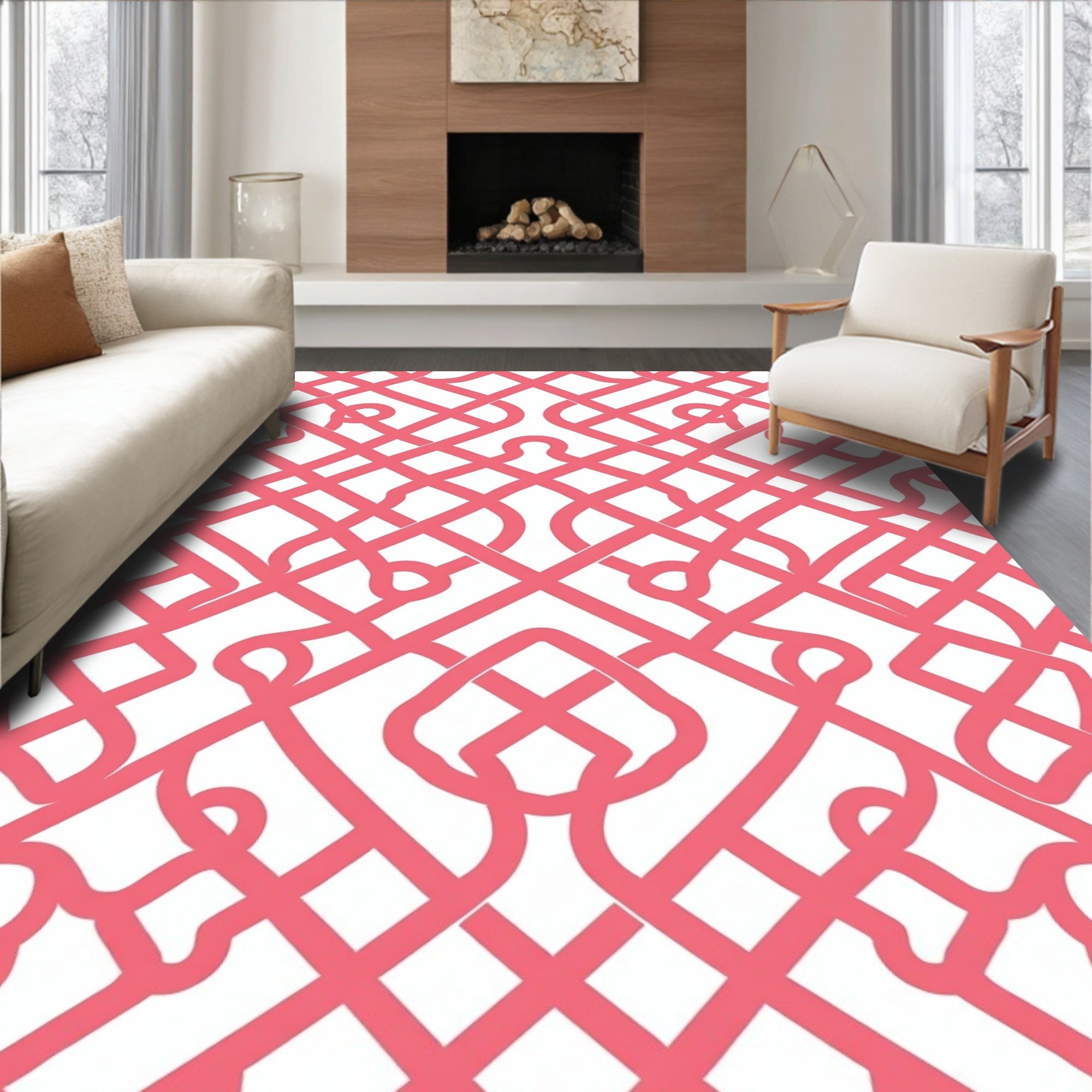 Coral Trellis Pattern Rug