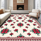 Red Floral Decorative Pattern Design Rug