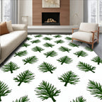 Foliage Patterned Green Leaf Design Rug