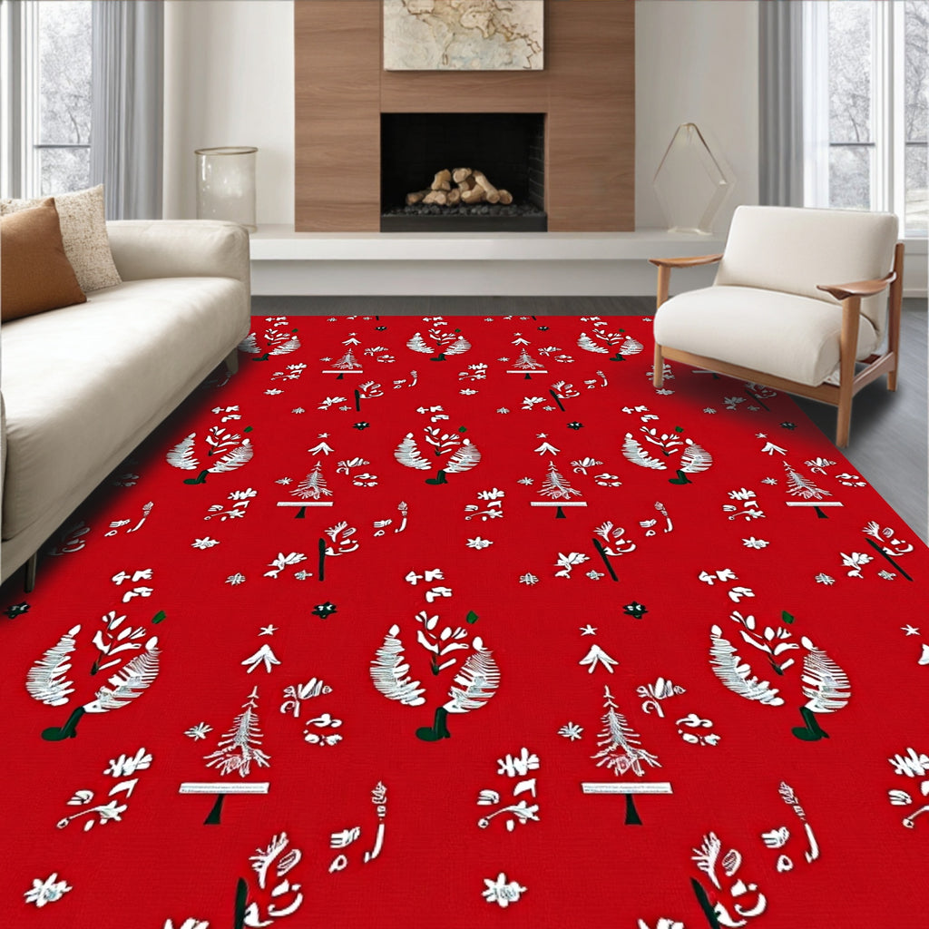 Festive Winter Tree Pattern Design Rug
