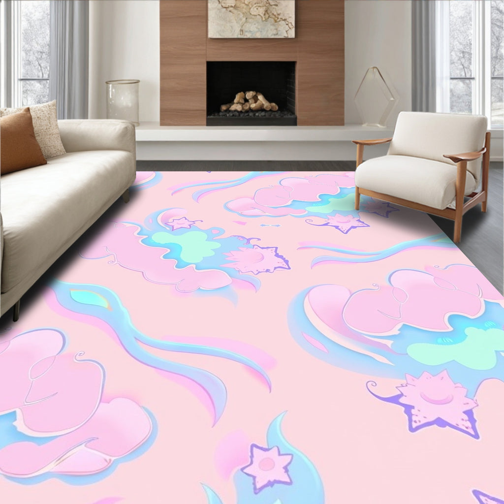 Pastel Dream Cloud Star Pattern Rug
