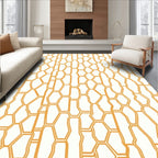 Modern Orange Geometric Honeycomb Design Rug