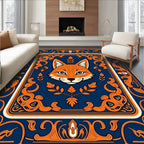 Foxy Orange Floral Art Deco Rug
