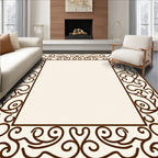 Ornate Swirling Vine Border Design Rug