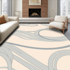 Serene Blue Curving Ribbon Pattern Rug