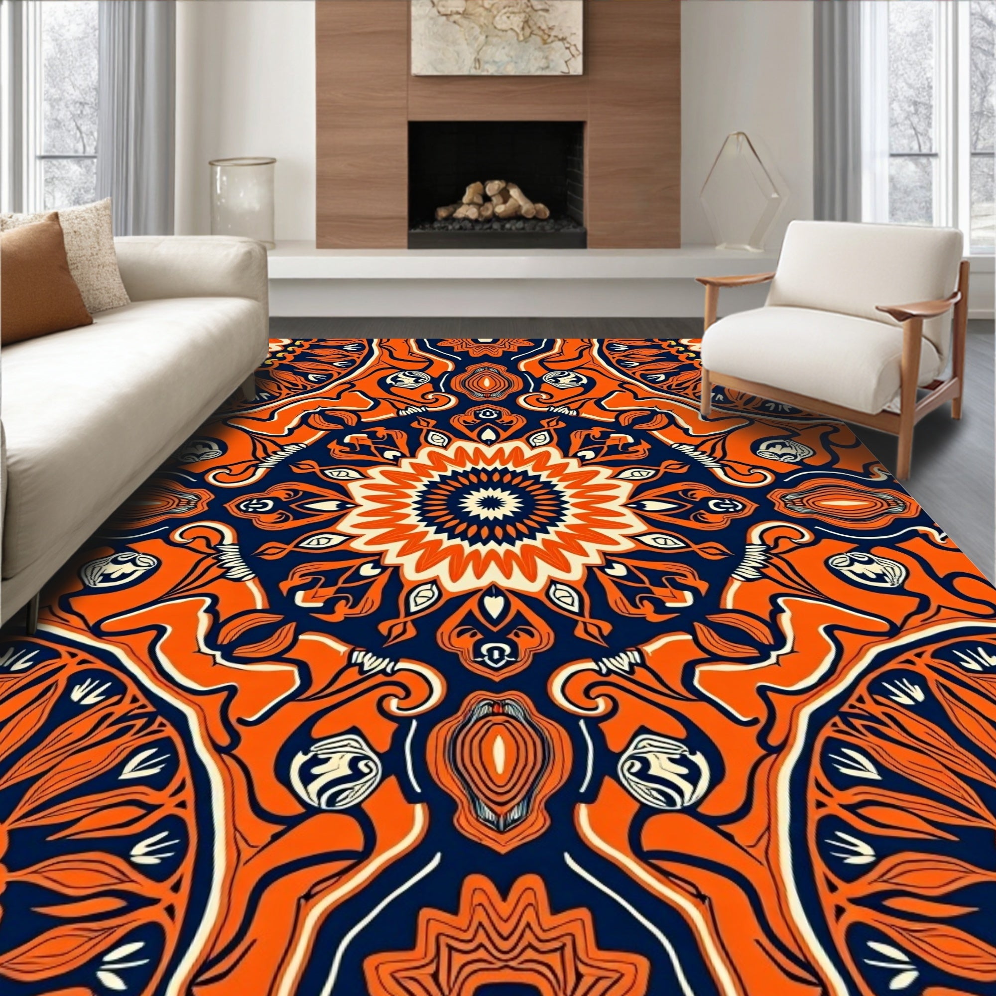 Vibrant Mandala Patterned Textile Design Rug