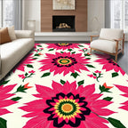 Vibrant Hot Pink Floral Arrangement Rug
