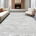 Minimalist Grey Wavy Line Pattern Rug