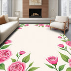 Pink Rose Blossom Floral Pattern Rug