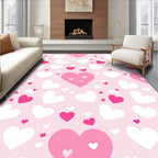 Pink White Hearts Pattern Rug