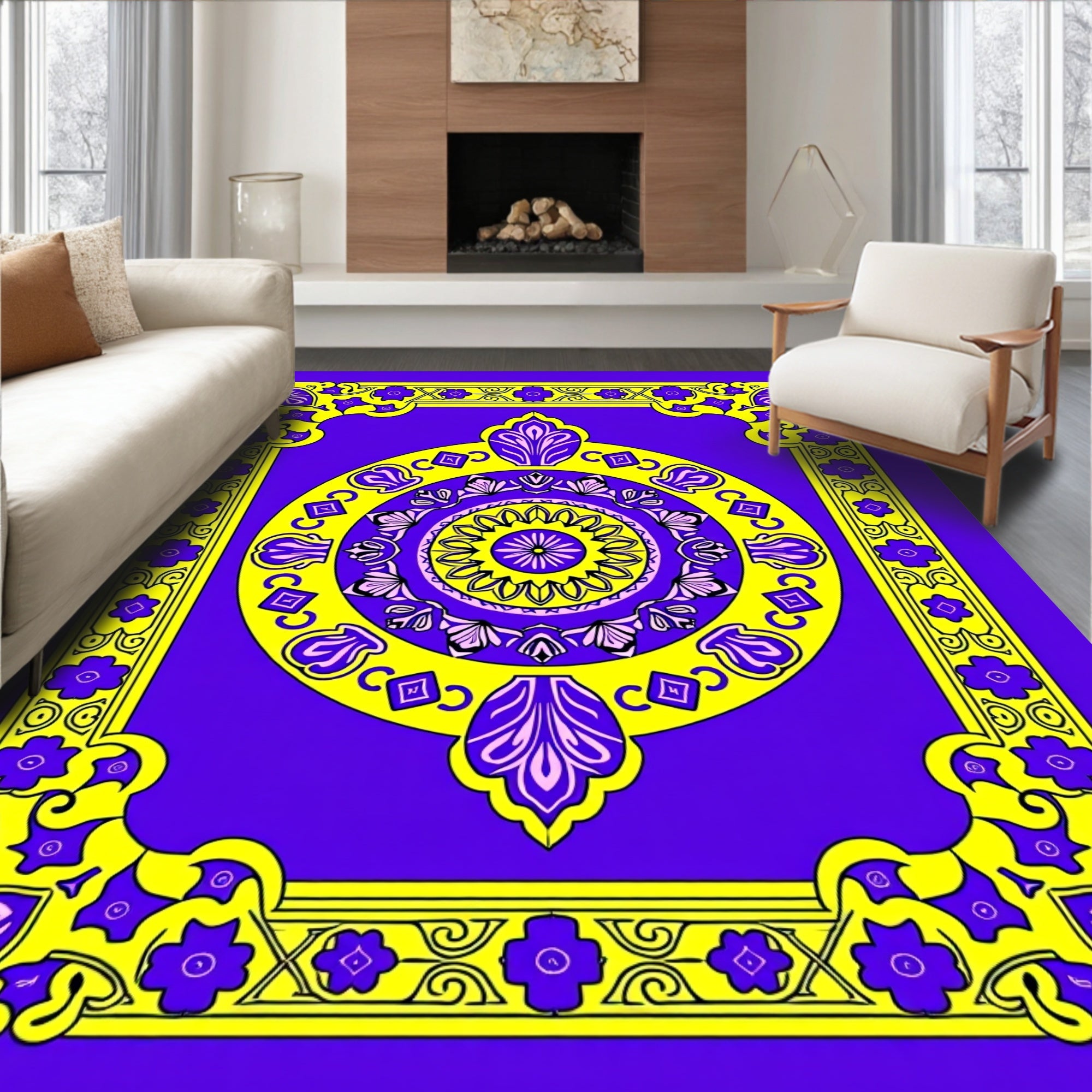 Vibrant Geometric Mandala Pattern Rug