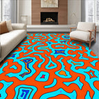 Bright Orange Aqua Organic Pattern Rug