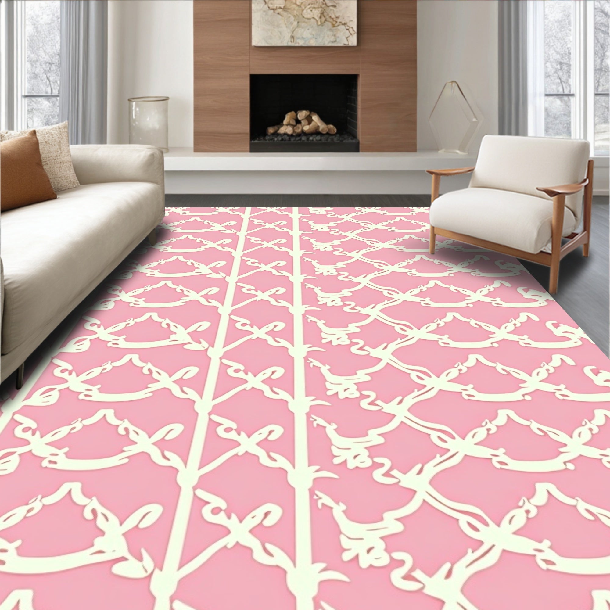 Ornate Lattice with Stylized Bows Pattern Rug