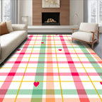 Colorful Plaid Heart Pattern Rug