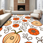 Orange Pumpkin Floral Arrangement Rug