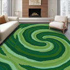Abstract Green Swirl Pattern Rug