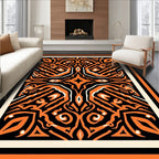 Dynamic Orange Tribal Pattern Rug