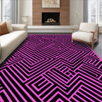 Graphic Maze Stripe Pattern Rug