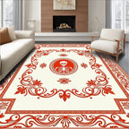 Red Skeleton Floral Pattern Rug