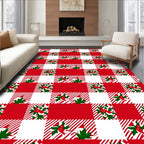 Classic Red White Gingham Festive Rug
