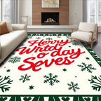 Red Green Snowflake Christmas Rug