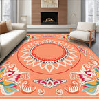 Colorful Floral Sunburst Medallion Design Rug