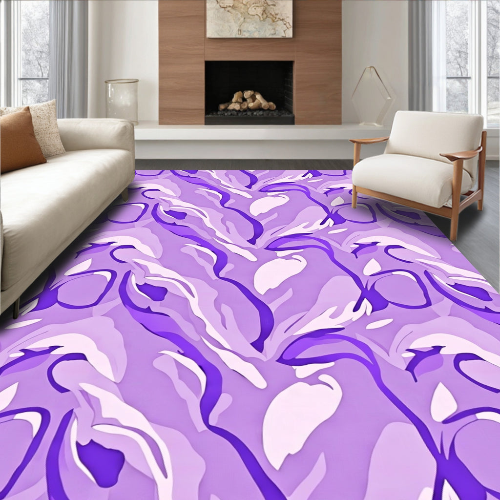 Abstract Lilac Swirls Pattern Rug