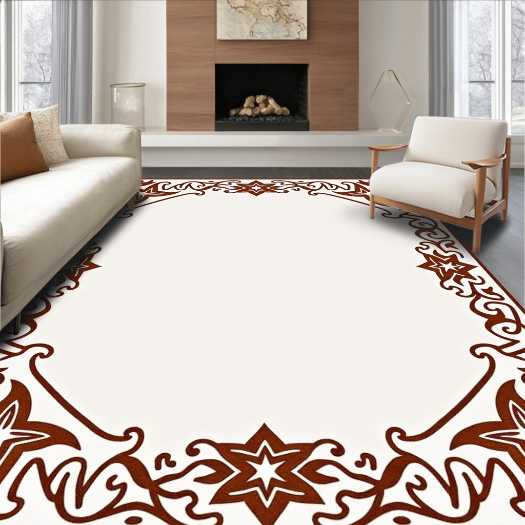 Ornate Floral Star Border Design Rug